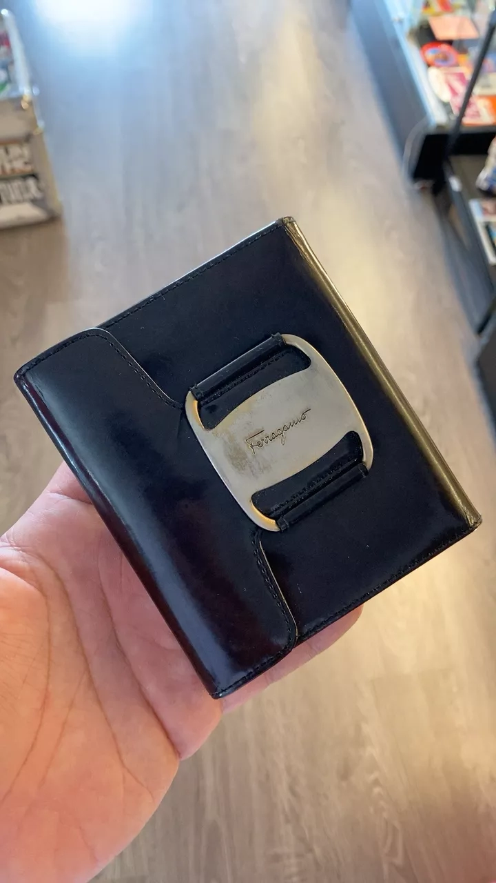 Salvatore Ferragamo Gancini Black Leather Wallet