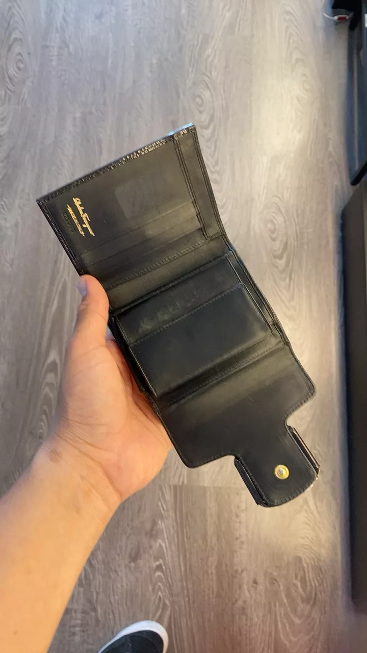 Salvatore Ferragamo Gancini Black Leather Wallet
