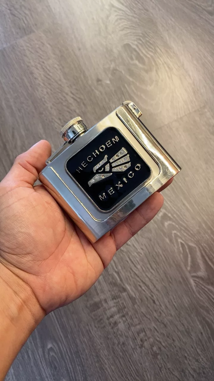 Hecho en Mexico Silver Eagle Flask Belt Buckle