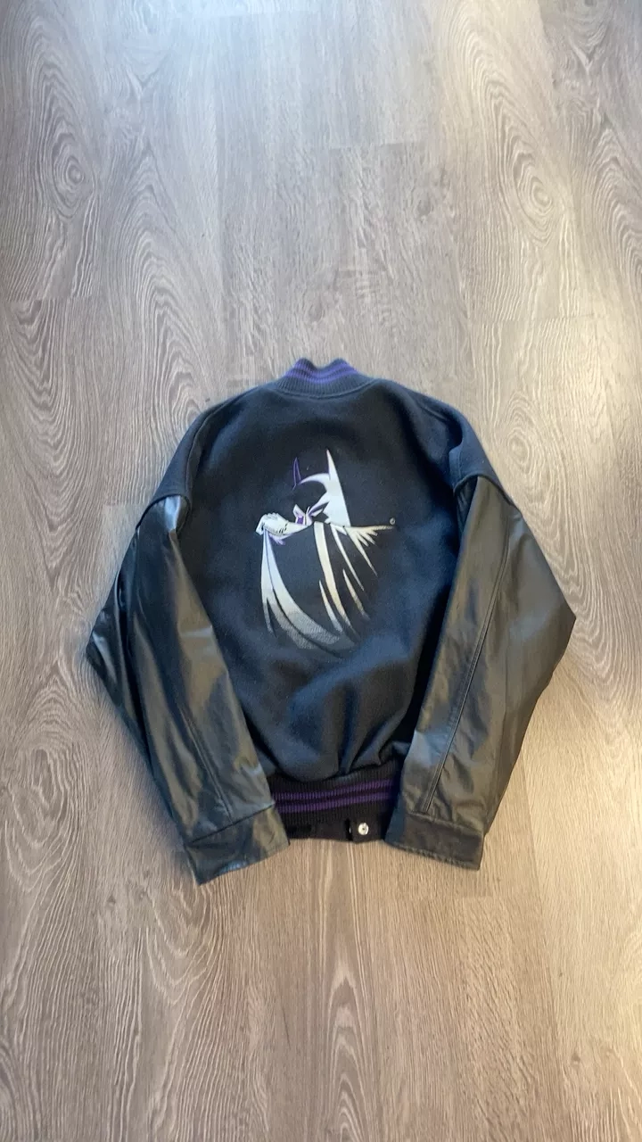 Vintage Batman Leather Sleeve Varsity Jacket Sz Medium