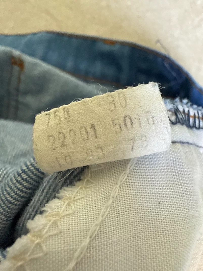 Vintage 1978 Levi’s SF 207 Wide Leg Jeans Corduroy Inlay Pockets Blue Denim