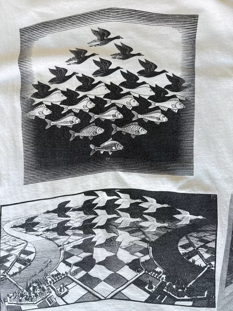 1988 M.C. Escher T-Shirt – Surreal Graphic Art Tee – Made in USA – Medium