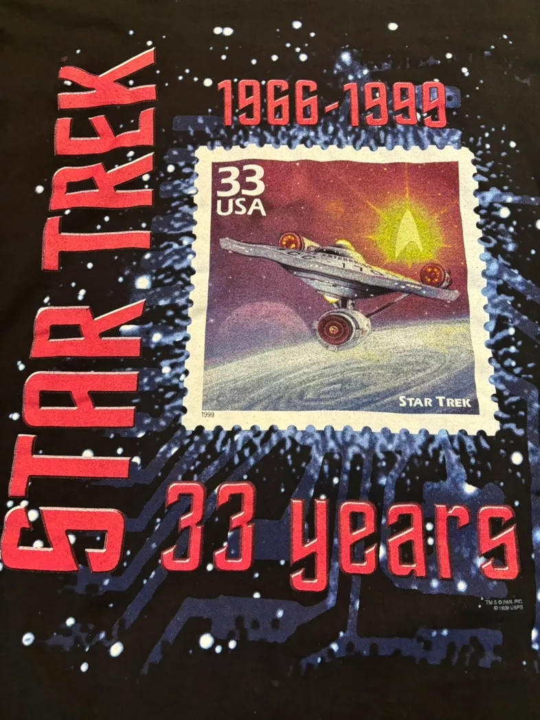 Vintage 1999 Star Trek 33 Years Black T-Shirt
