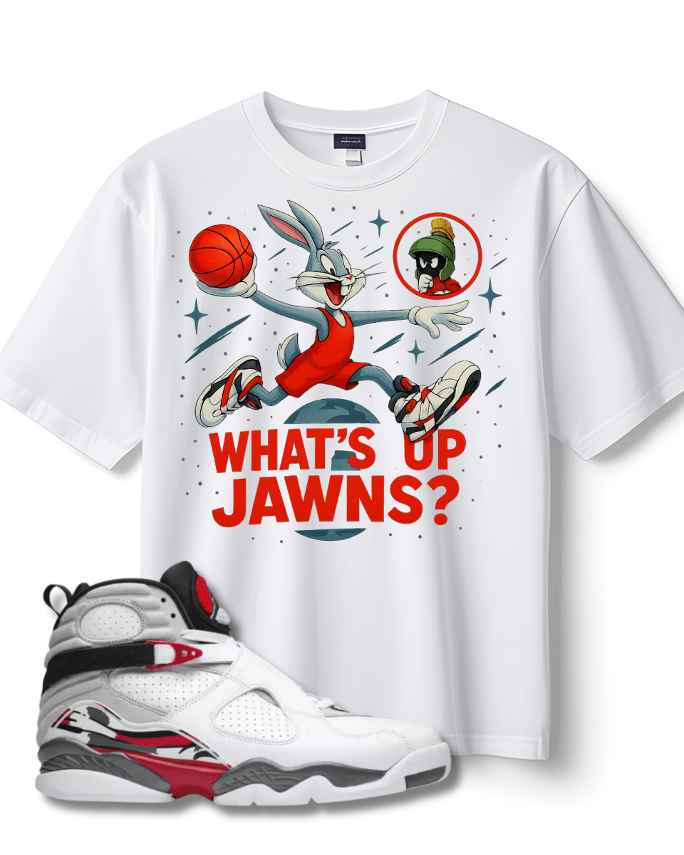 Jordan 8 Bugs Bunny - What's Up Jawns? - Only Jawns - White T-Shirt