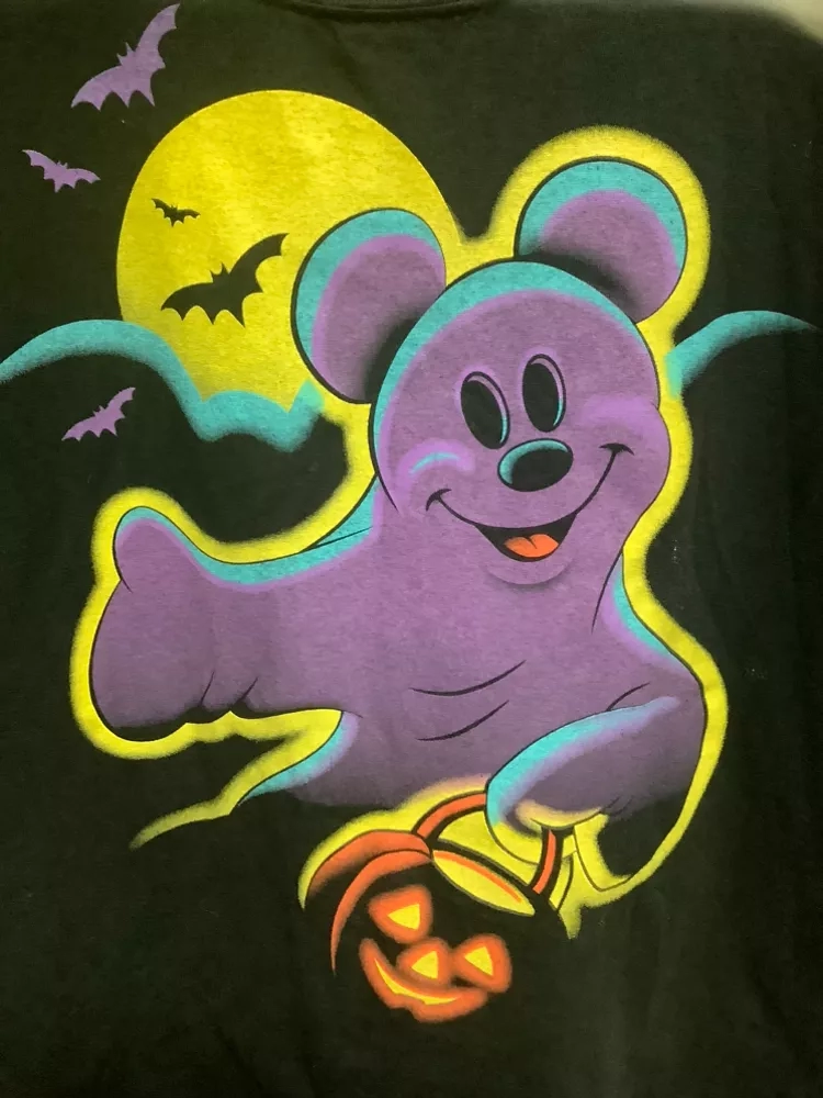 Vintage Disney Halloween Mickey Mouse Batty Ghost T