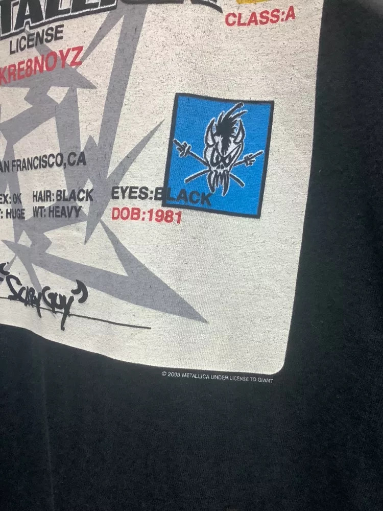 Vintage Metallica Driver's License Scary Guy T