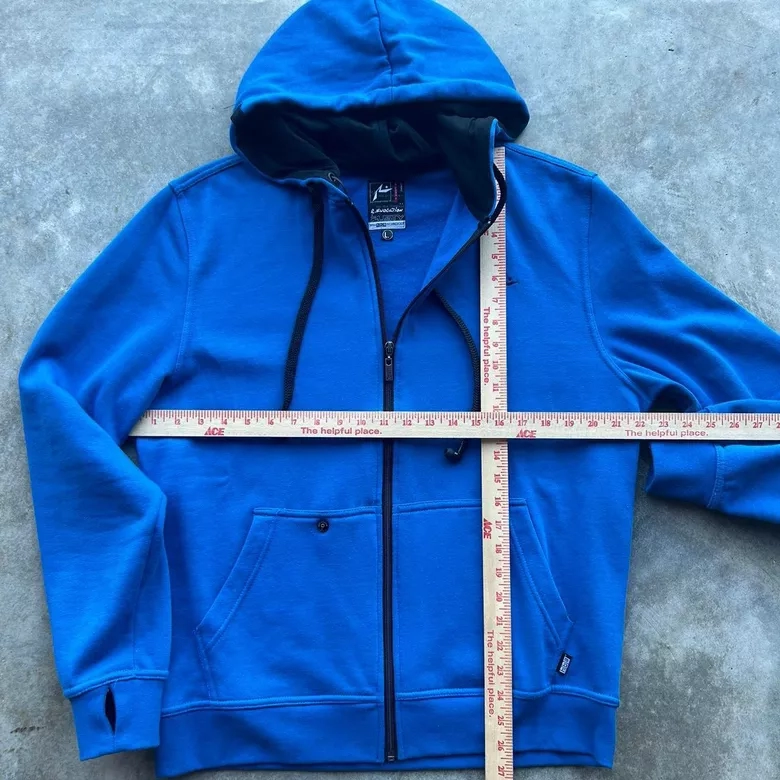 Rusty Surf Blue Zip-Up Hoodie With Built-In Earbuds