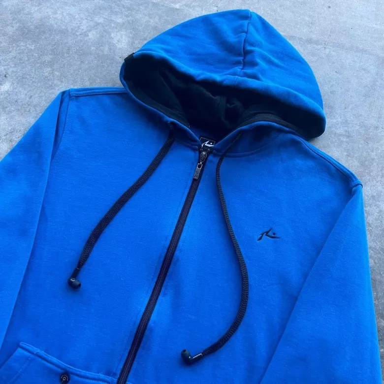 Rusty Surf Blue Zip-Up Hoodie With Built-In Earbuds