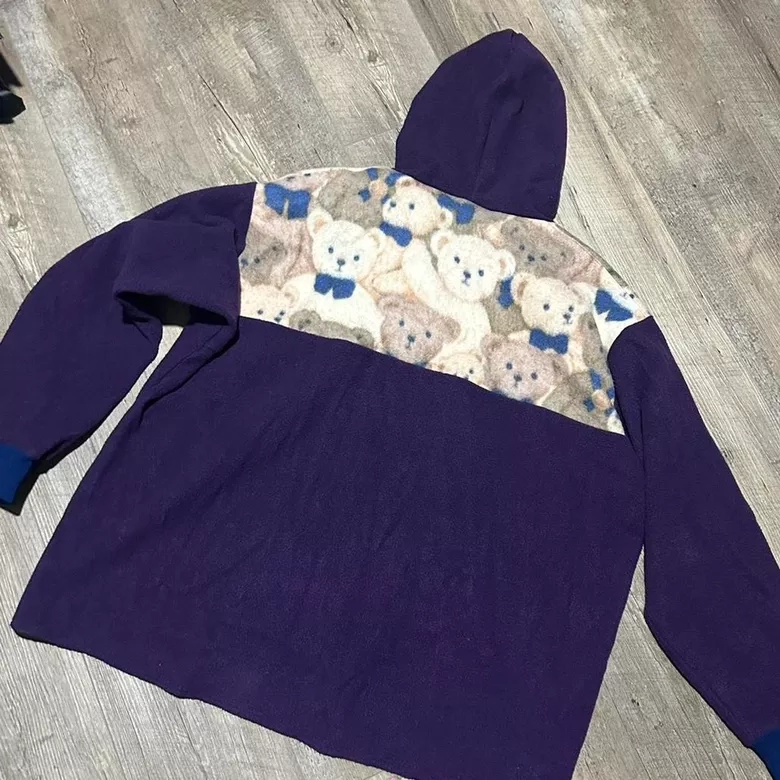 Vintage Handmade Purple Teddy Bear Hoodie