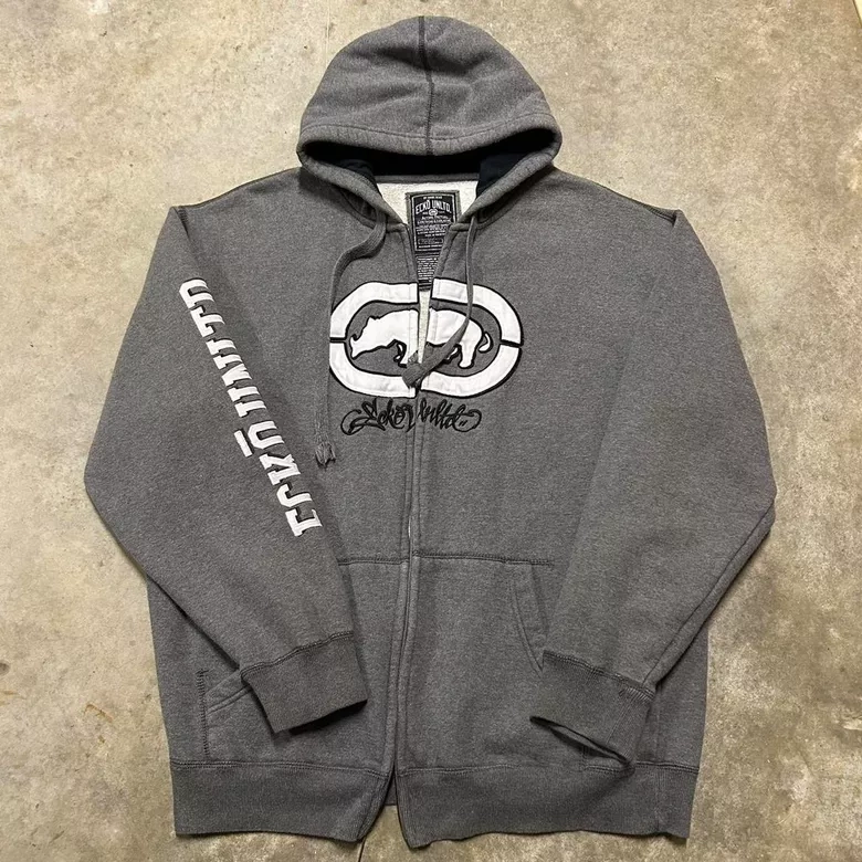 Vintage Y2K Ecko Unlimited Grey Zip-Up Hoodie