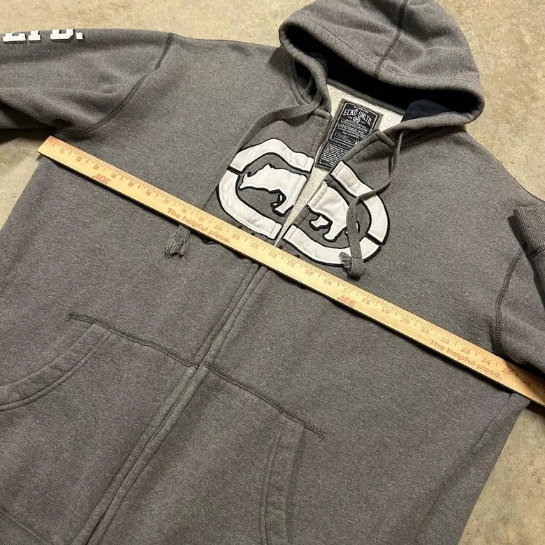 Vintage Y2K Ecko Unlimited Grey Zip-Up Hoodie