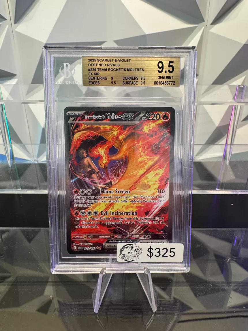 2025 Scarlet & Violet Team Rocket's Moltres EX SIR #229 Beckett Graded 9.5 Gem Mint