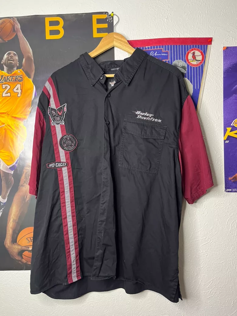 Harley-Davidson Black & Maroon Button-Up Shirt