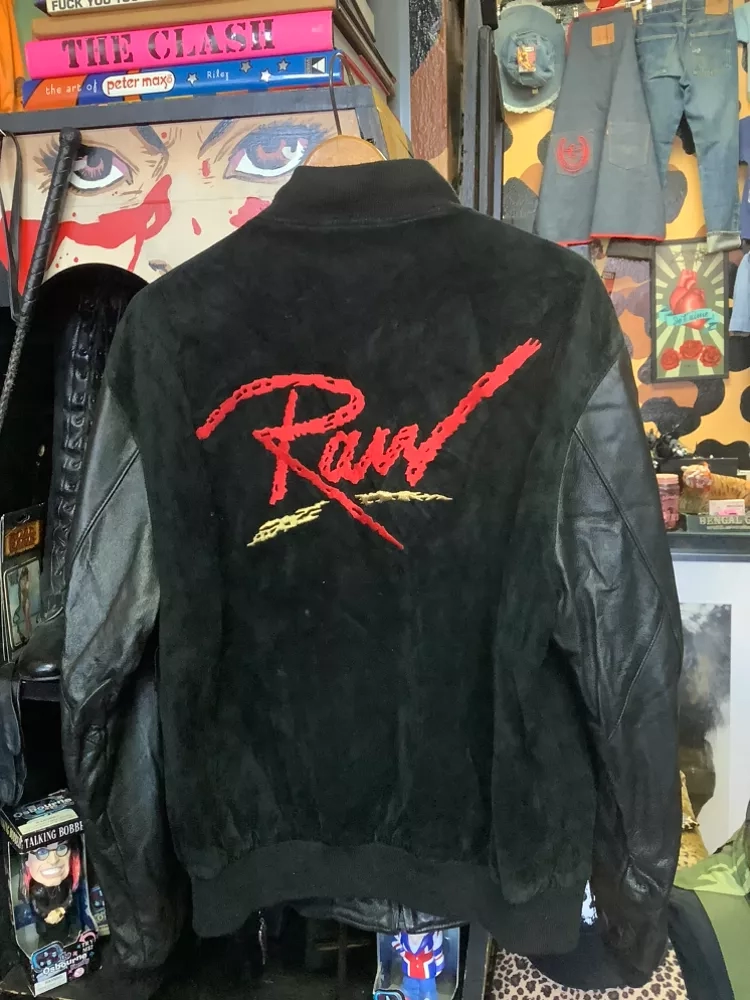 Vintage Raw (Eddie Murphy) Vintage Black Leather Varsity Jacket