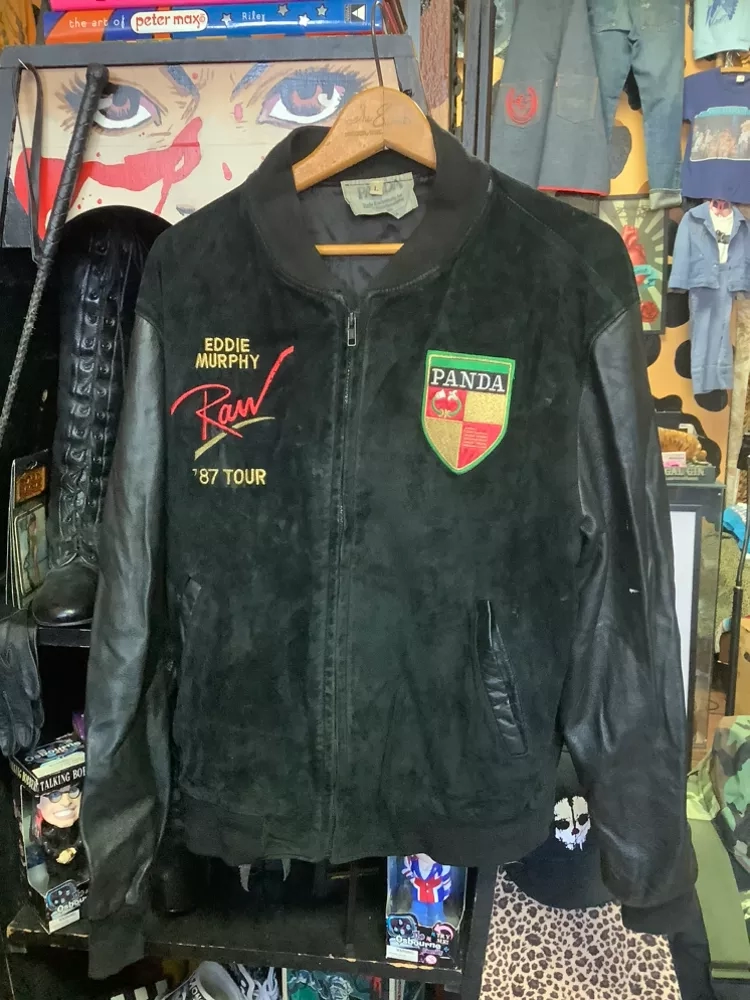 Vintage Raw (Eddie Murphy) Vintage Black Leather Varsity Jacket