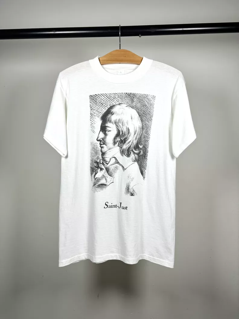 Vintage 80s saint just french poete portrait art tee shirt
