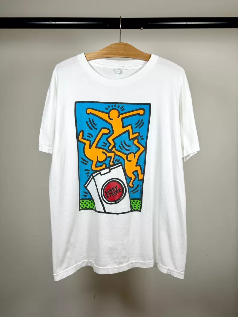 Vintage keith haring lucky strike super rare art tee shirt