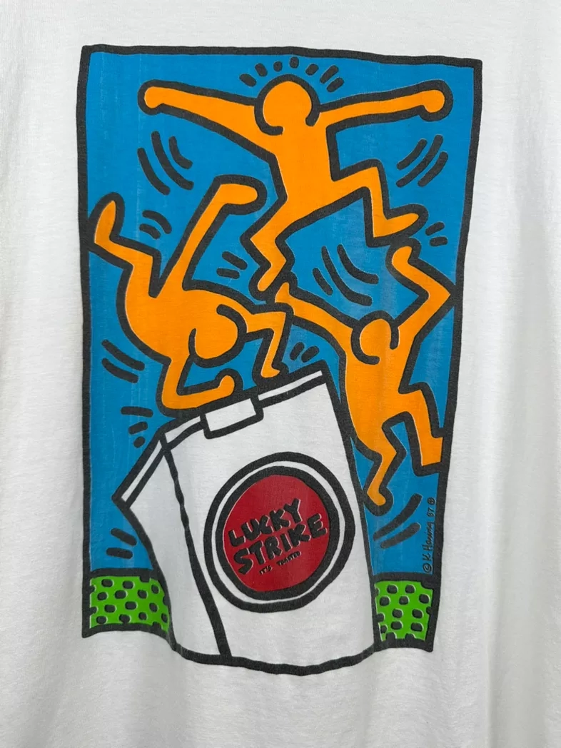 Vintage keith haring lucky strike super rare art tee shirt
