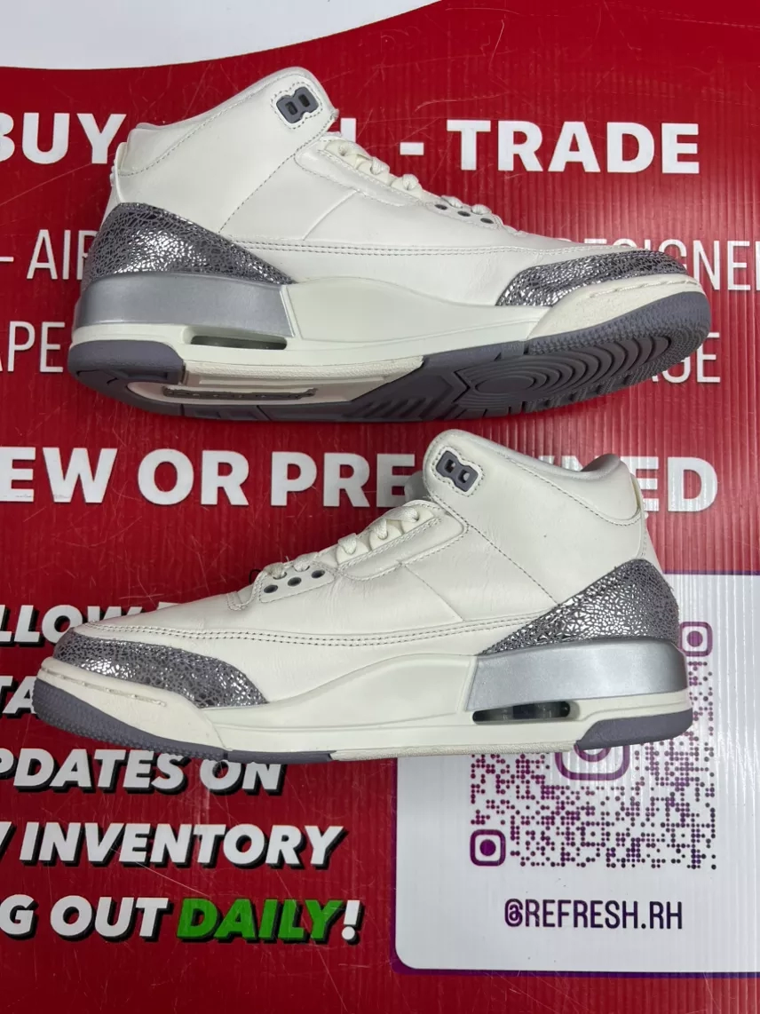 Air Jordan 3 Sail Cement Grey Size 10w/8.5m