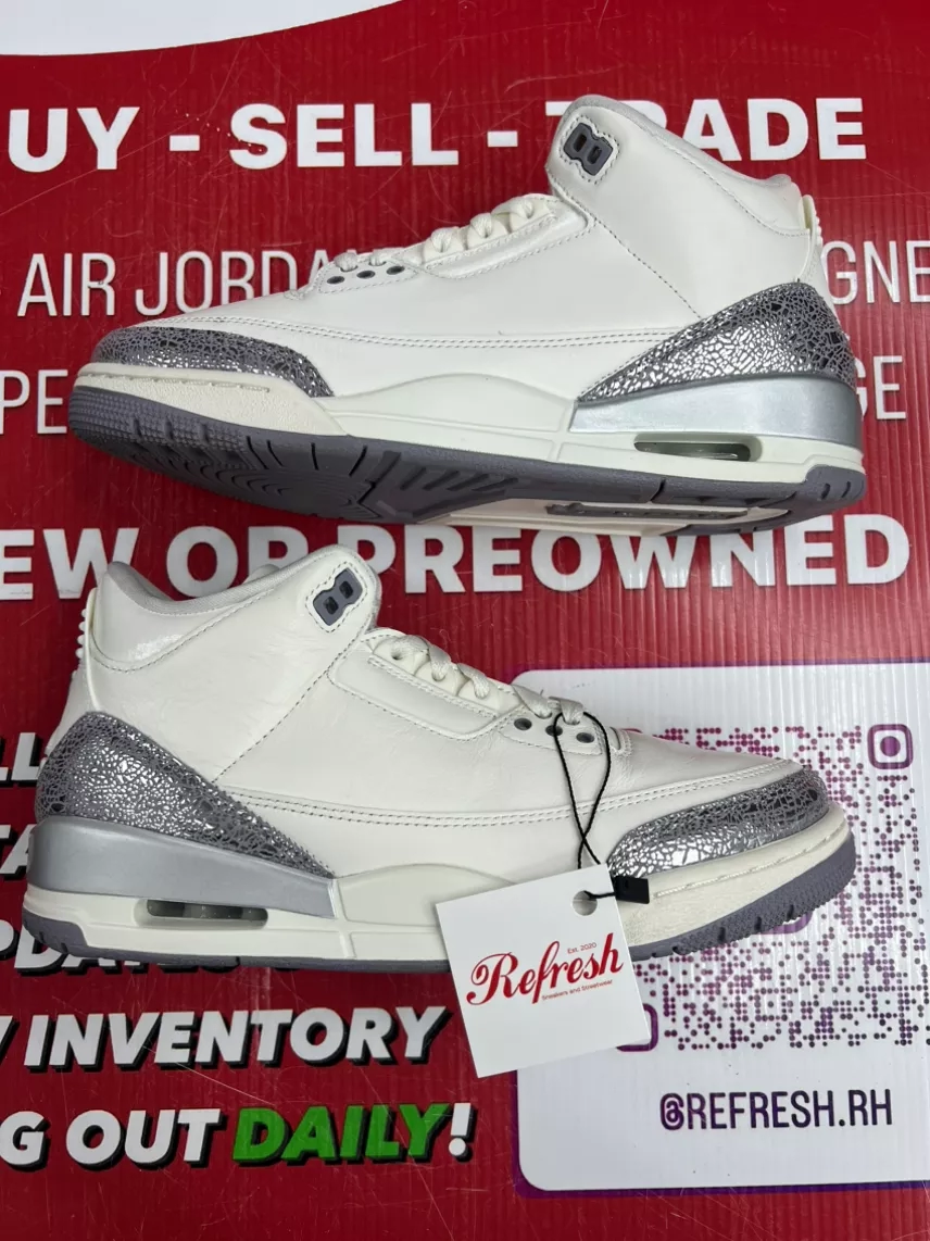 Air Jordan 3 Sail Cement Grey Size 10w/8.5m