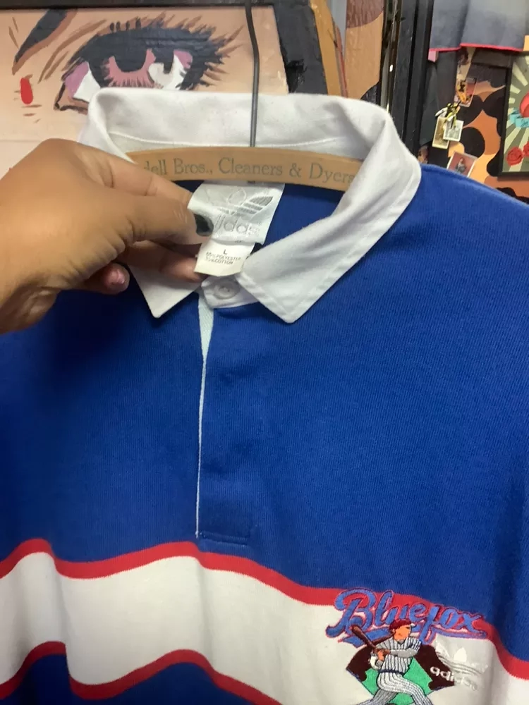 Vintage Adidas BLue Rugby Polo Shirt