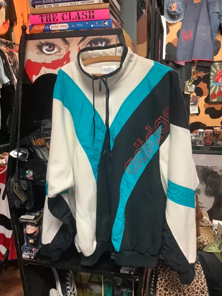Vintage Adidas 1/4-1/2 Zip TeaL/BLack/White Pullover