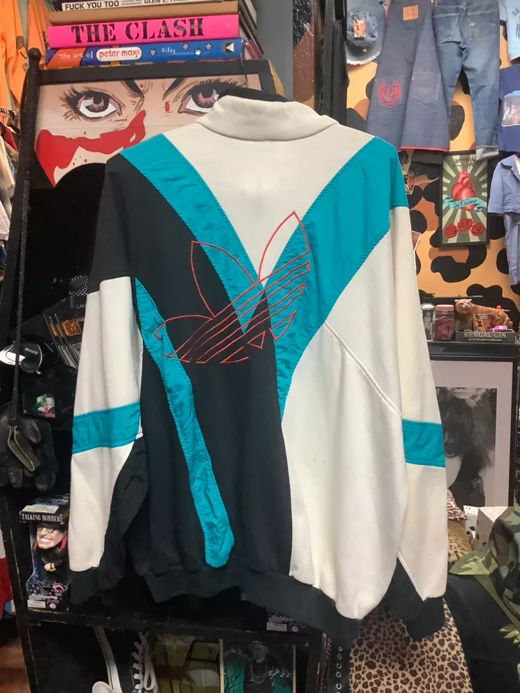 Vintage Adidas 1/4-1/2 Zip TeaL/BLack/White Pullover