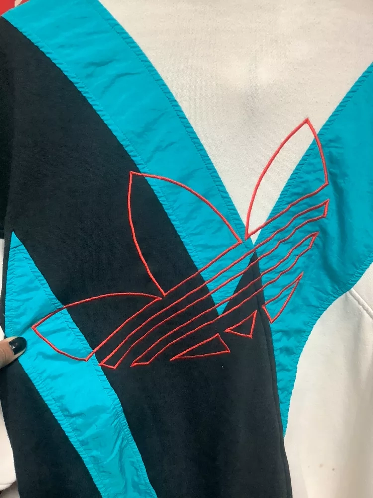 Vintage Adidas 1/4-1/2 Zip TeaL/BLack/White Pullover