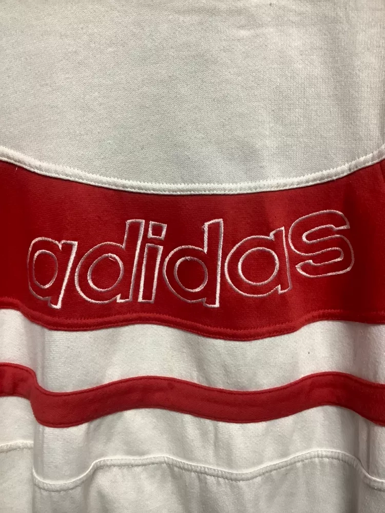 Vintage Adidas White & Red Bomber sweat Jacket