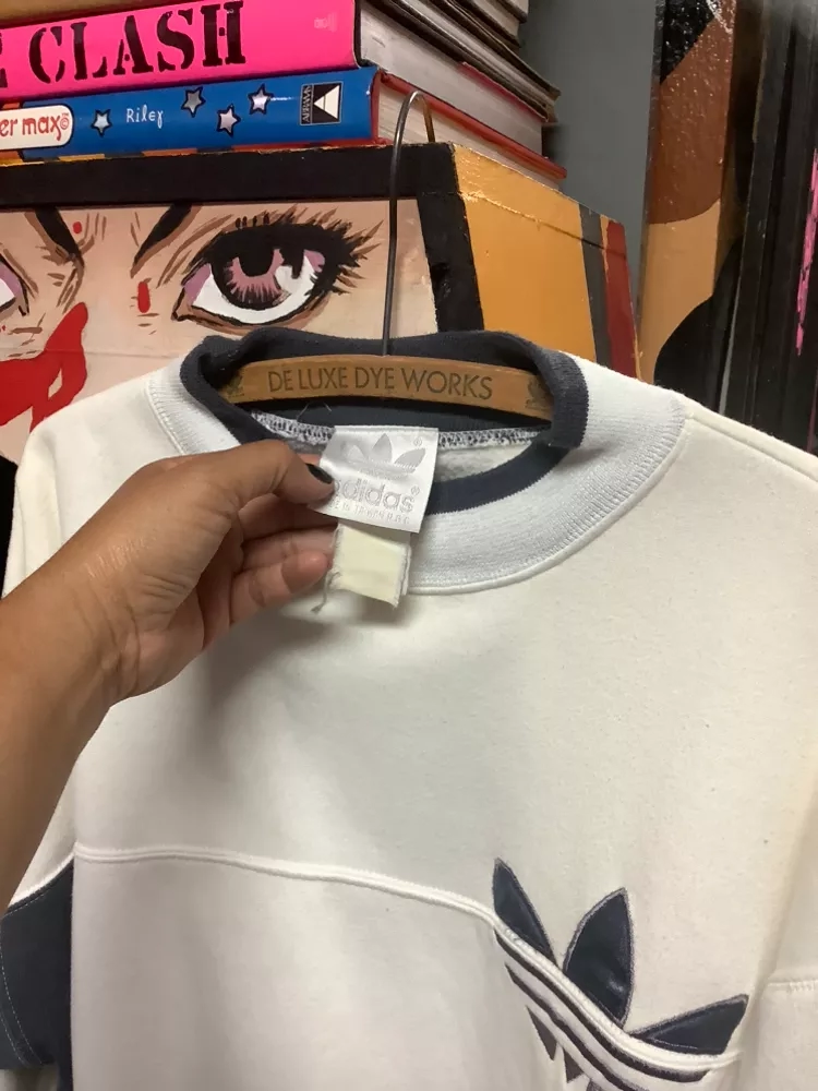 Vintage Adidas TrefoiL Grayish/Navy & White Sweatshirt