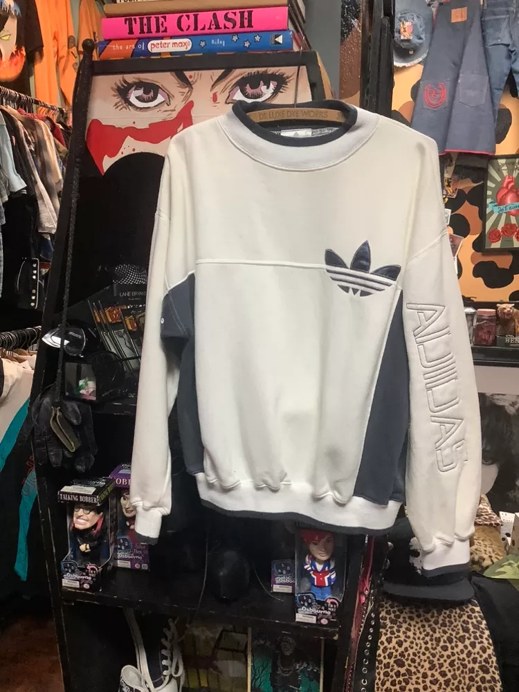Vintage Adidas TrefoiL Grayish/Navy & White Sweatshirt