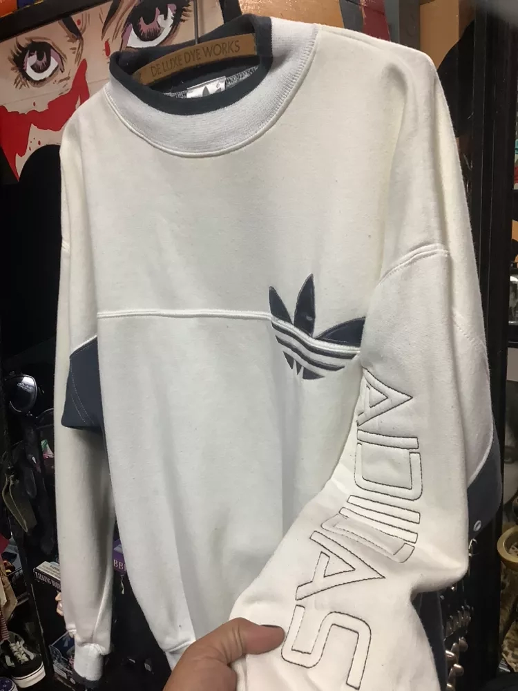 Vintage Adidas TrefoiL Grayish/Navy & White Sweatshirt