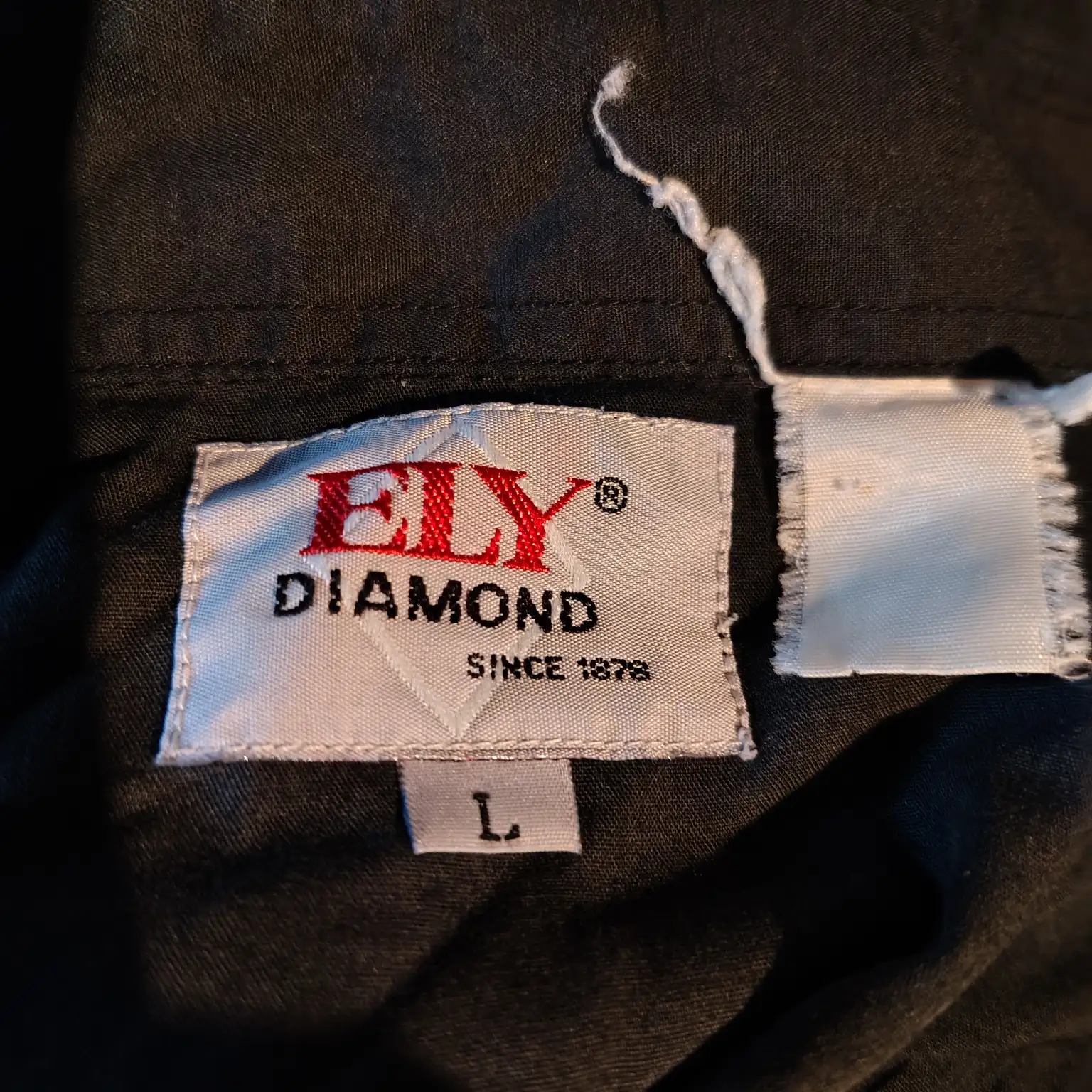 Ely Diamond Cattleman Black Western Shirt embroidered pearl snap Sz Large