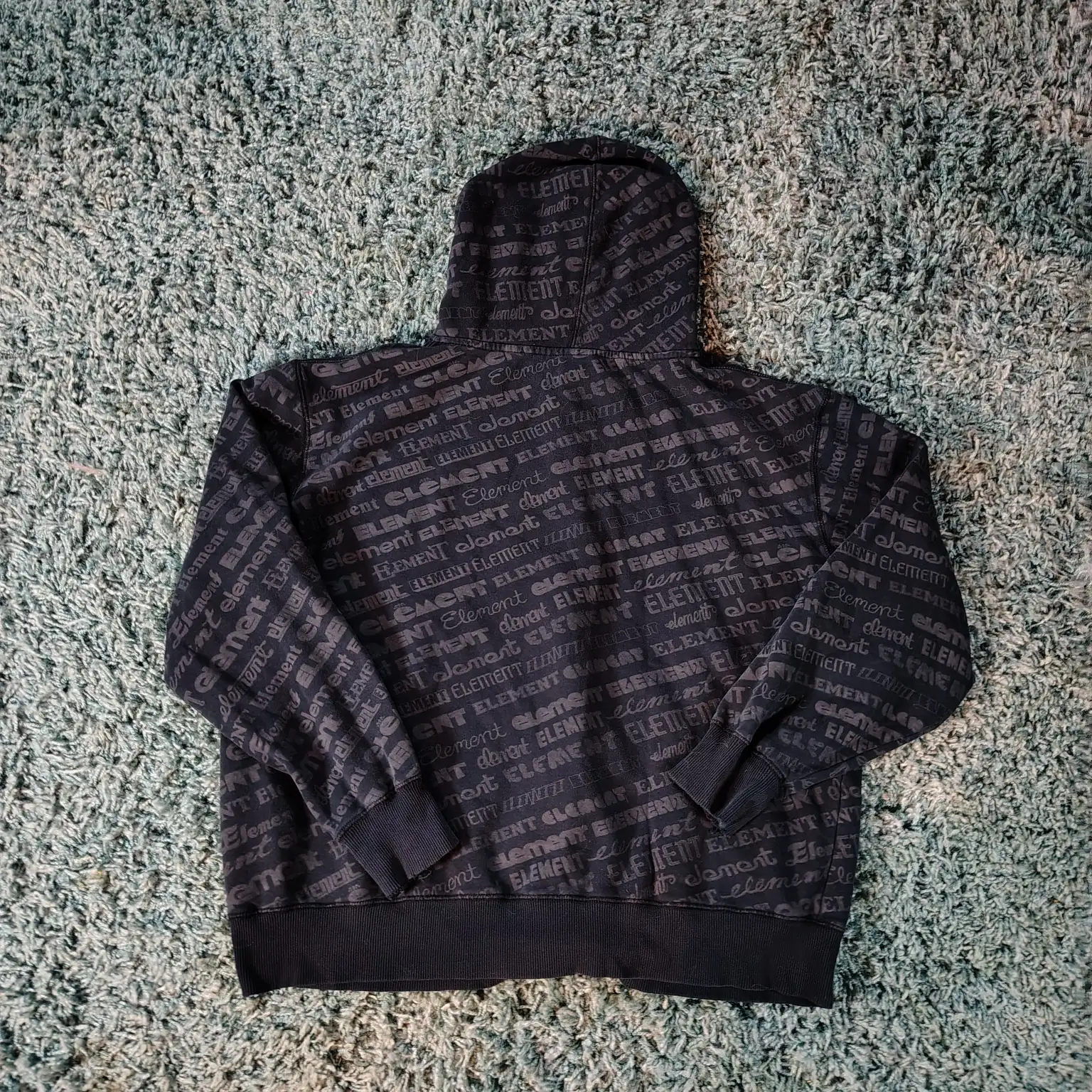 Vintage Element AOP Print Zip-Up Hoodie Sz Large