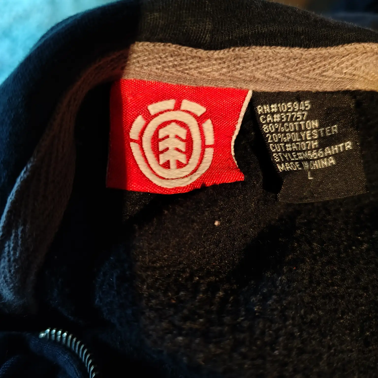 Vintage Element AOP Print Zip-Up Hoodie Sz Large