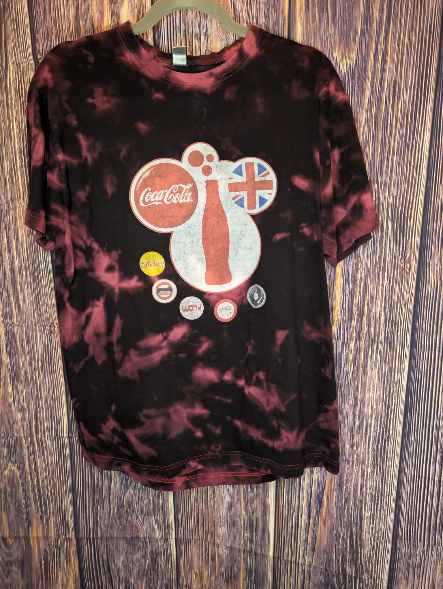 Vintage Coca-Cola Bleach Dye Tee Sz L