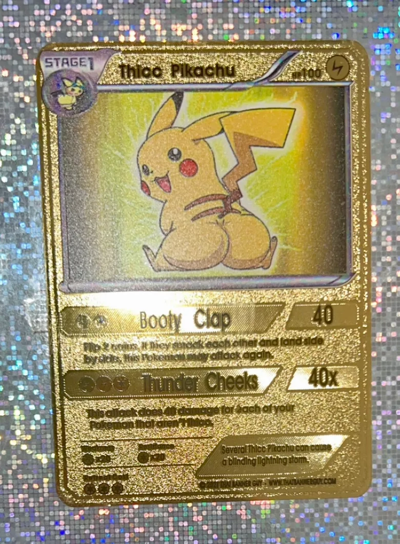 Golden Thickem Pikachu Pokemon Card