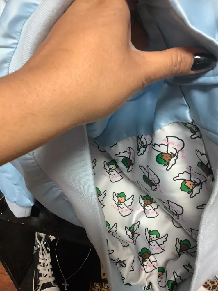 Child of GoLf  Baby Blue SateeN Souvenir StyLe Jacket