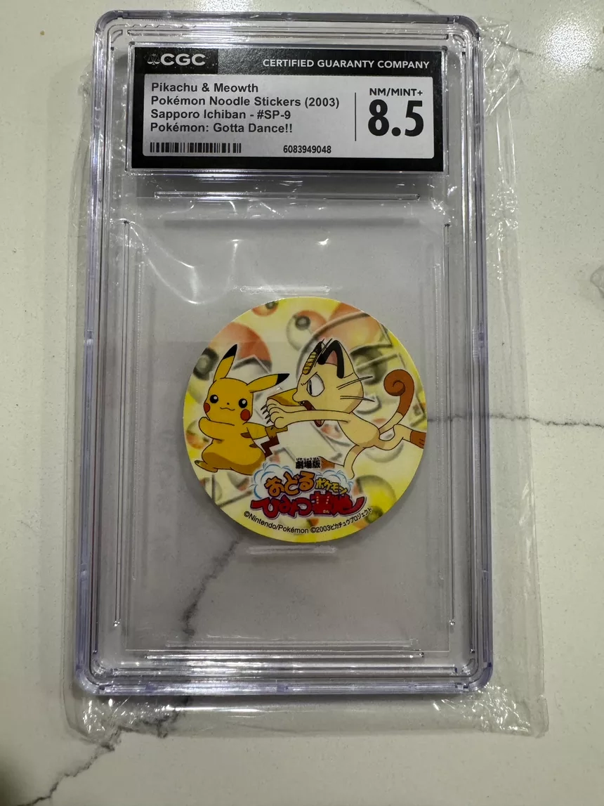 CGC 8.5 Pikachu & Meowth Pokemon Noodle Sticker