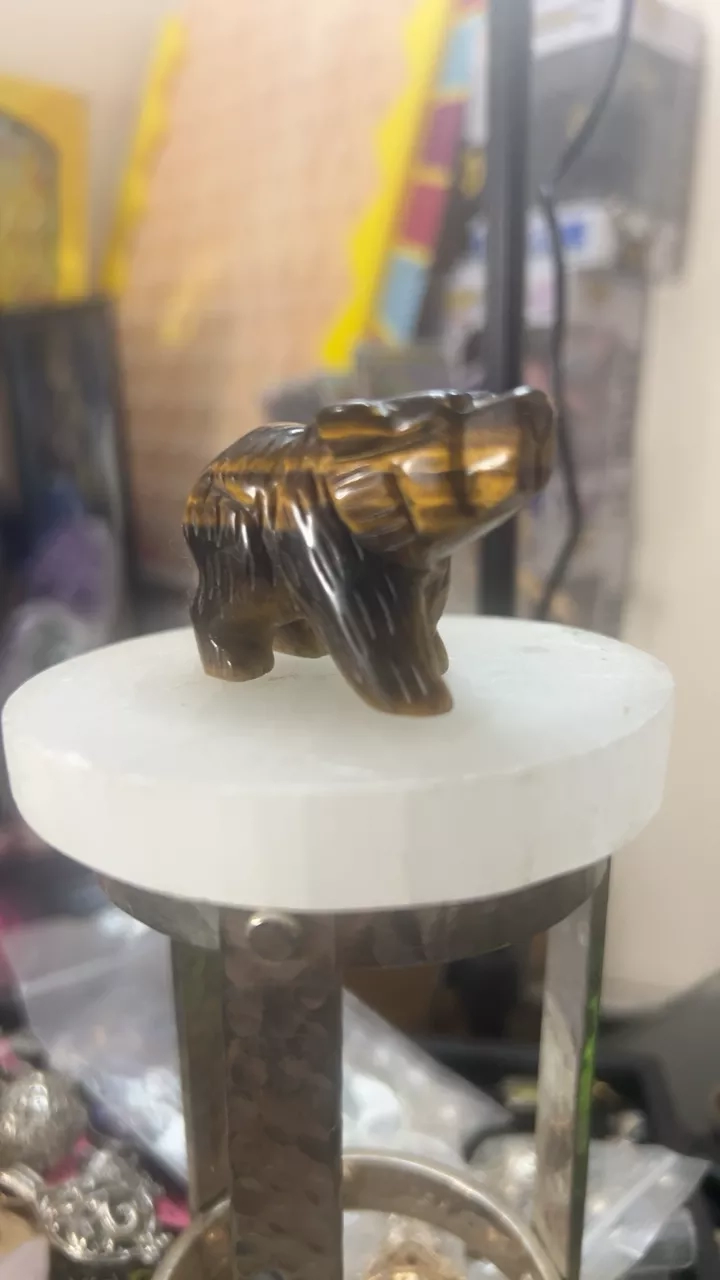 Tiger Eye Carved Bear