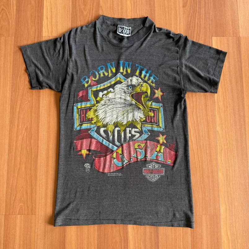 1987 Vintage Harley Davidson Born in USA Eagle Tee