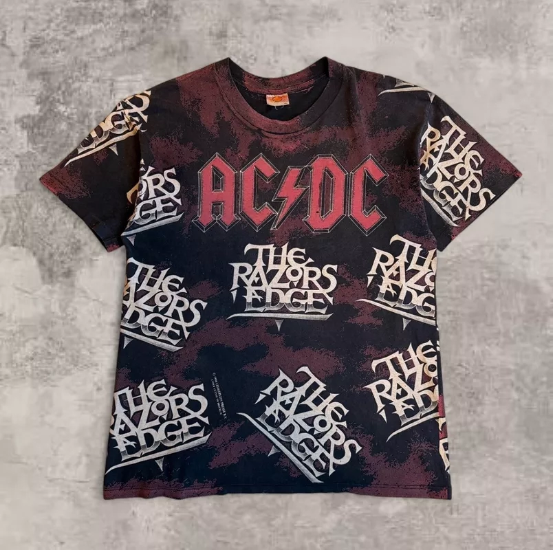 1990 aop AC/DC Razors Edge Band Tee