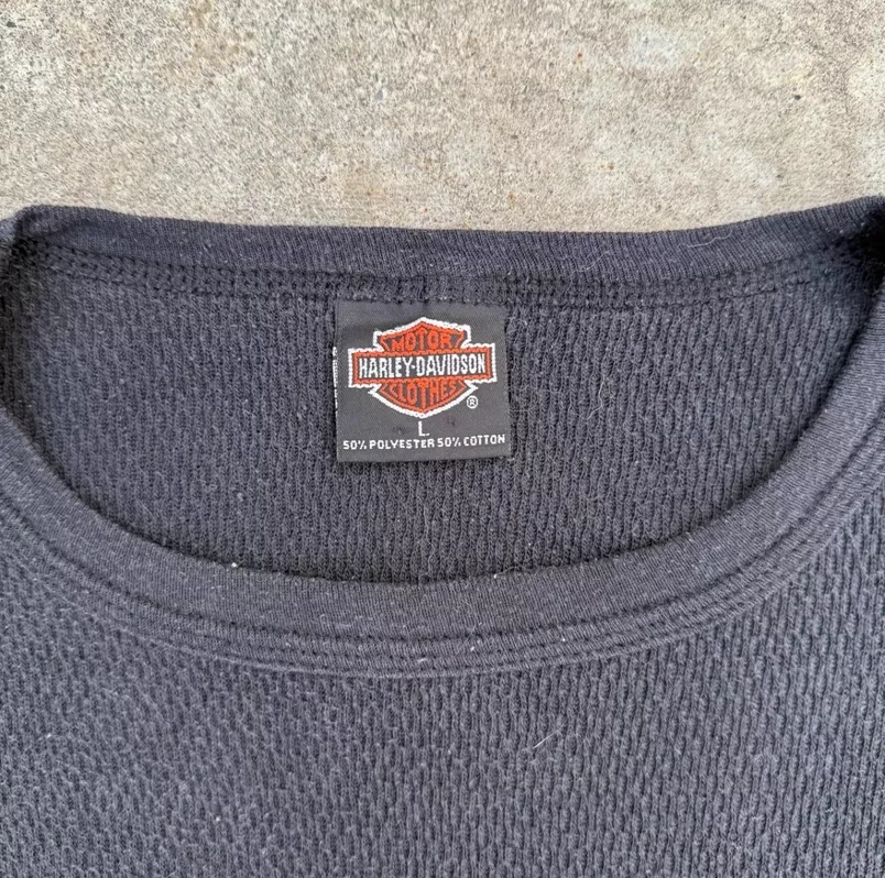 80s Harley-Davidson Flames Long Sleeve waffle Thermal