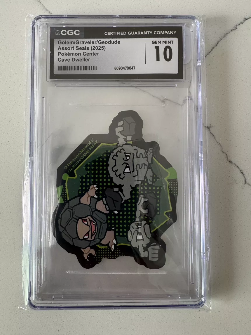 CGC 10 GEM MINT Golem/Graveler/Geodude Pokemon Center Assort Seals (2025) Cave Dweller