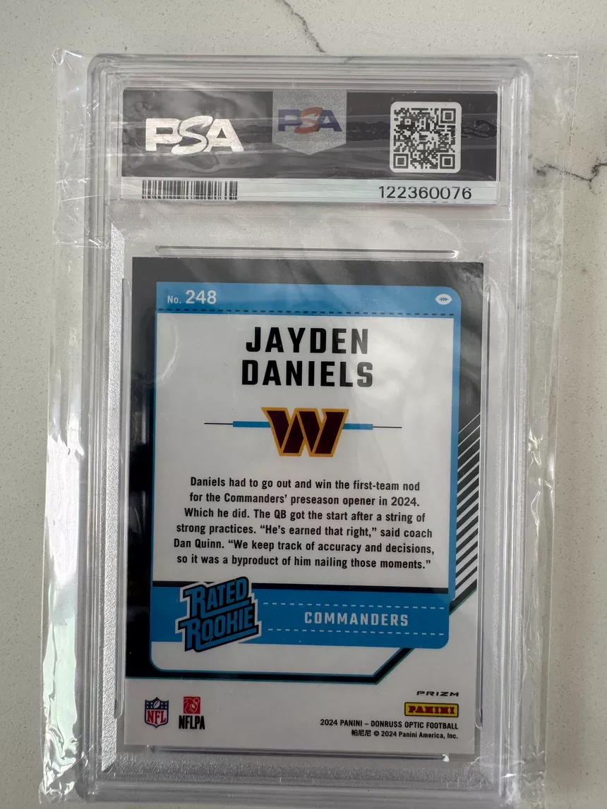 2024 Jayden Daniels Donruss Optic Blue Hyper PSA 9 Rookie Card
