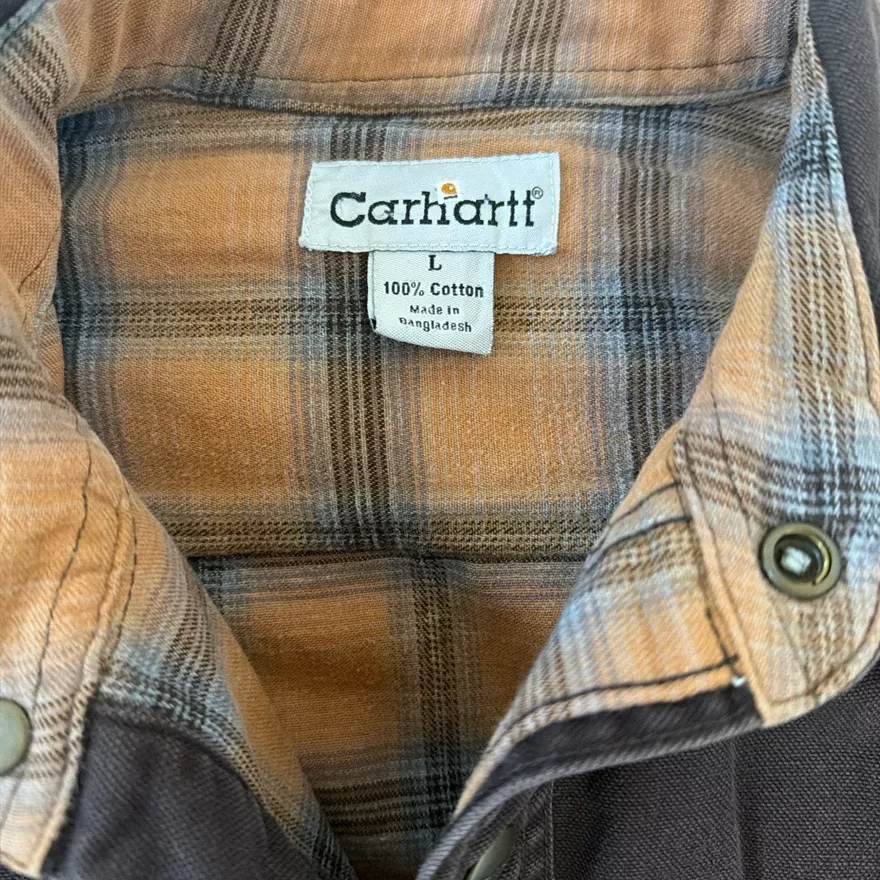 Carhartt Workwear Brown Flannel Lined Button-Up Shirt