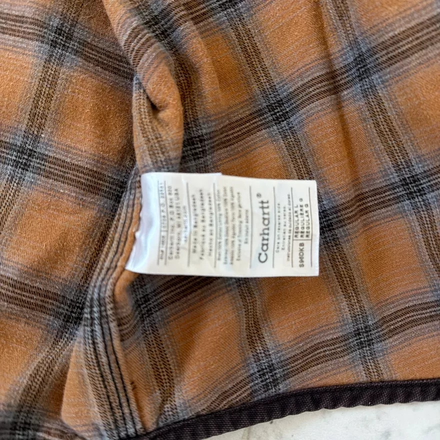 Carhartt Workwear Brown Flannel Lined Button-Up Shirt