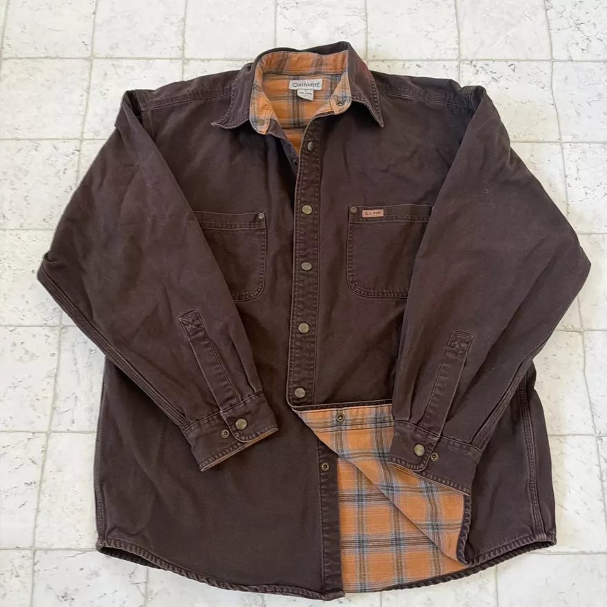 Carhartt Workwear Brown Flannel Lined Button-Up Shirt