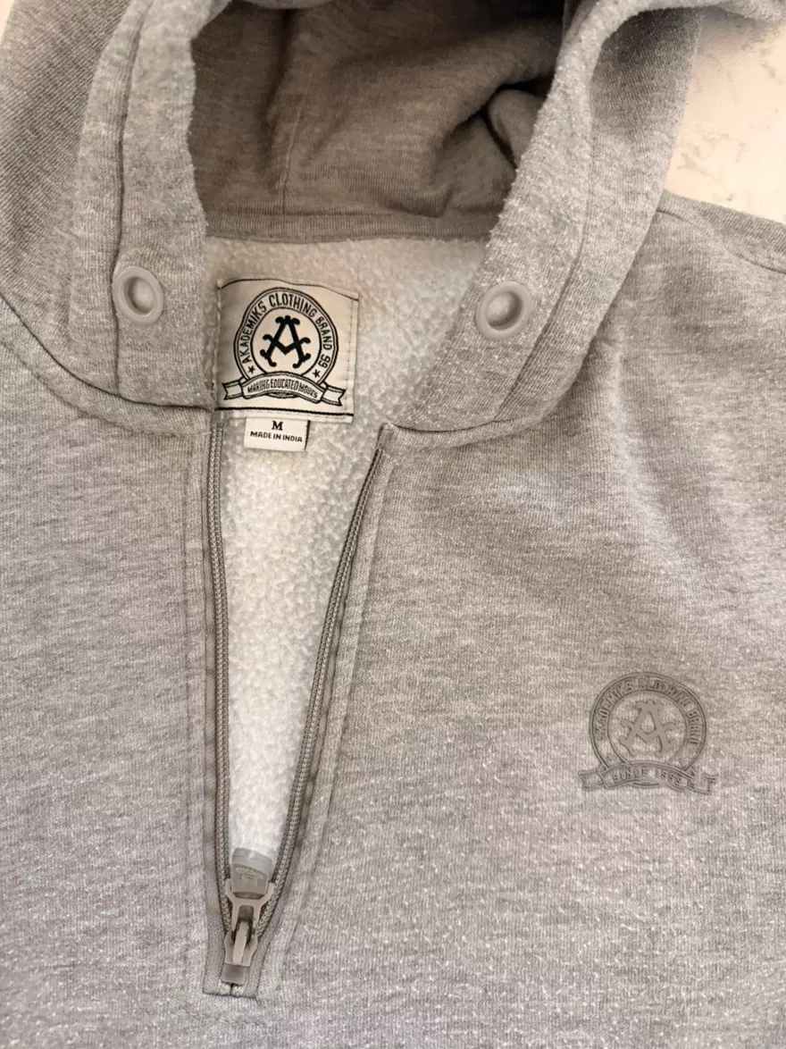 Akademics Grey Fleece Half-Zip Hoodie