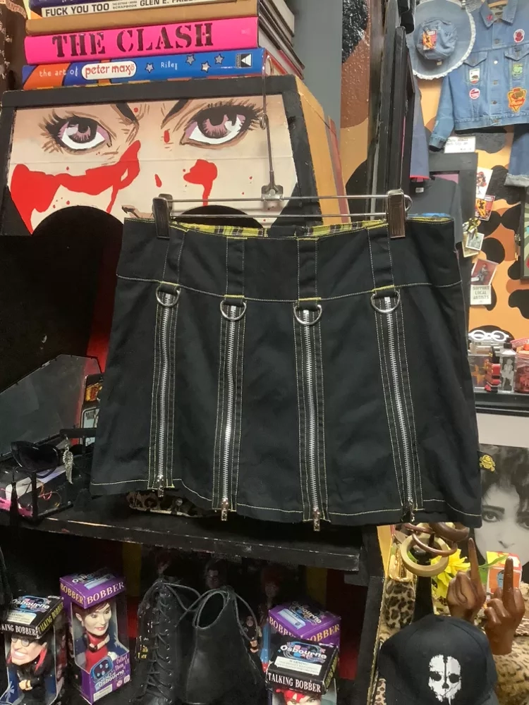 Vintage Tripp NYC Black/YelLow PLaid Zipper Mini Skirt